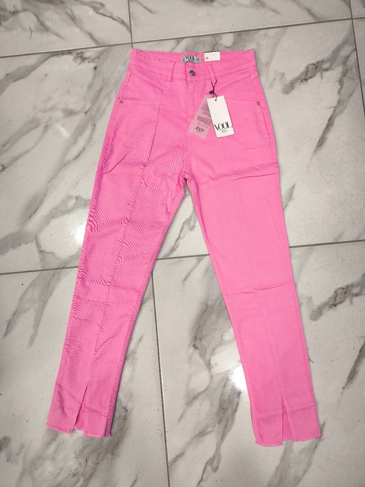 Pembe Regular Fit Kadın Kumaş Pantolon - Görsel 2