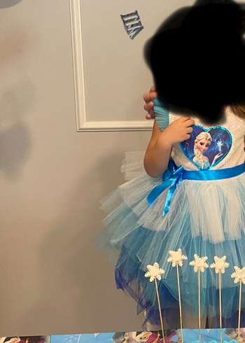Diğer 6 yaş Mavi Kız Çocuk Elsa Temalı Tül Elbise Doğum günü