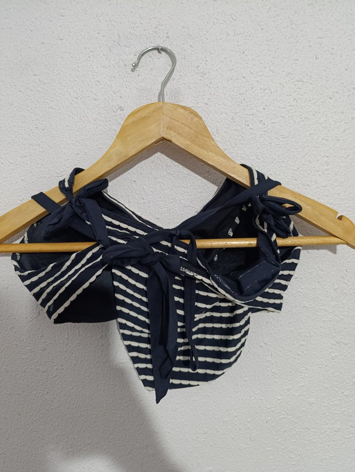 Calzedona Markalı Lacivert Zebra Desenli Pliseli Mini Bikini - Görsel 2