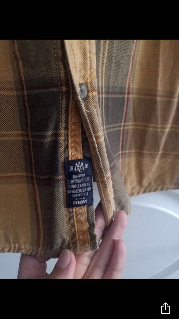 Uzun Kollu Düğmeli Kareli Erkek Gömlek - Görsel 5