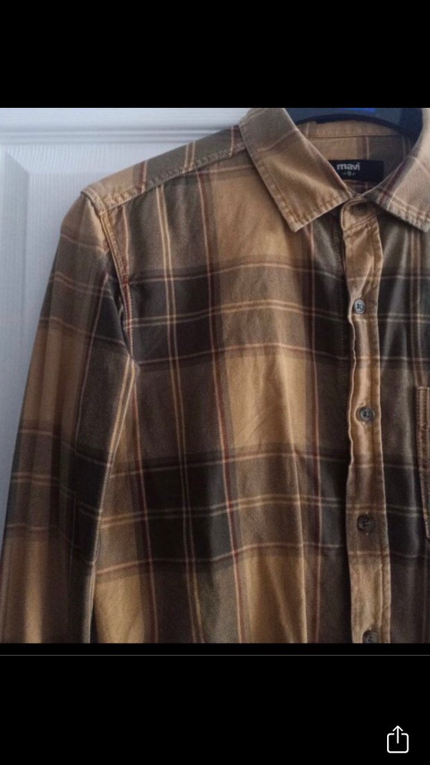 Uzun Kollu Düğmeli Kareli Erkek Gömlek - Görsel 3