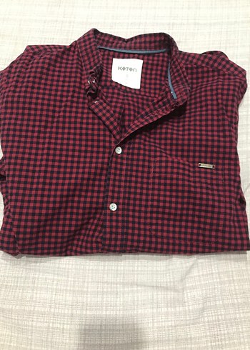 Bordo Düğmeli Kareli Uzun Kollu Gömlek - Görsel 3