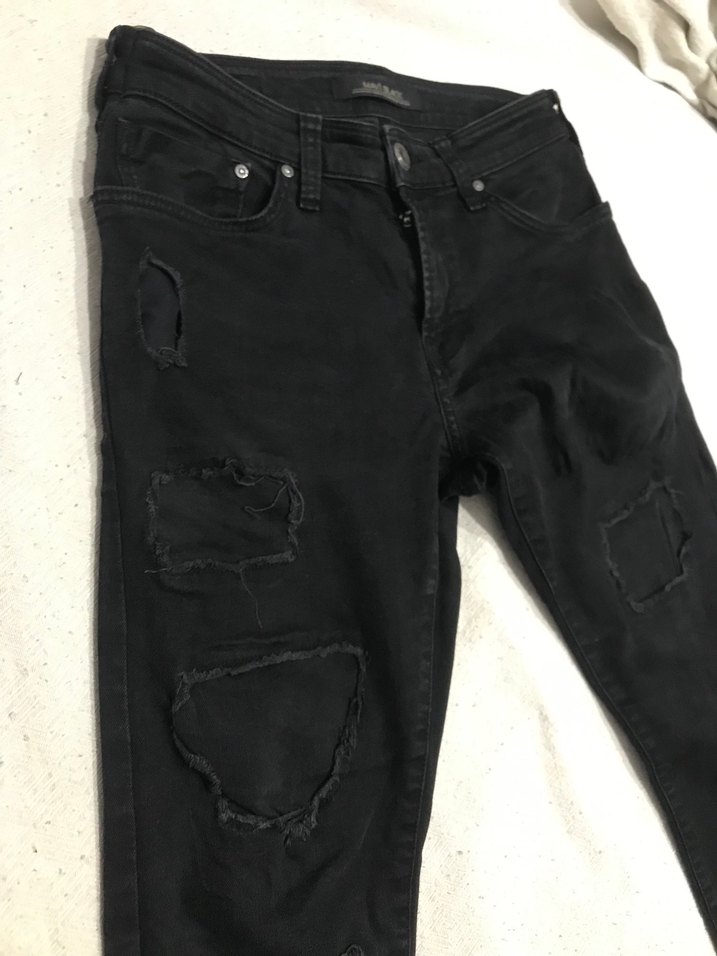 Mavi jeans simsiyah kot - Görsel 2