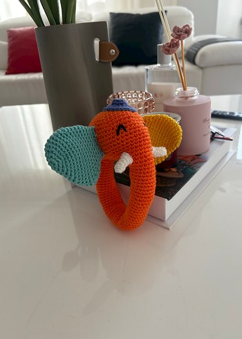 Renkli Fil Tasarımlı Diş Kaşıyıcı ve Çıngırak - Görsel 4