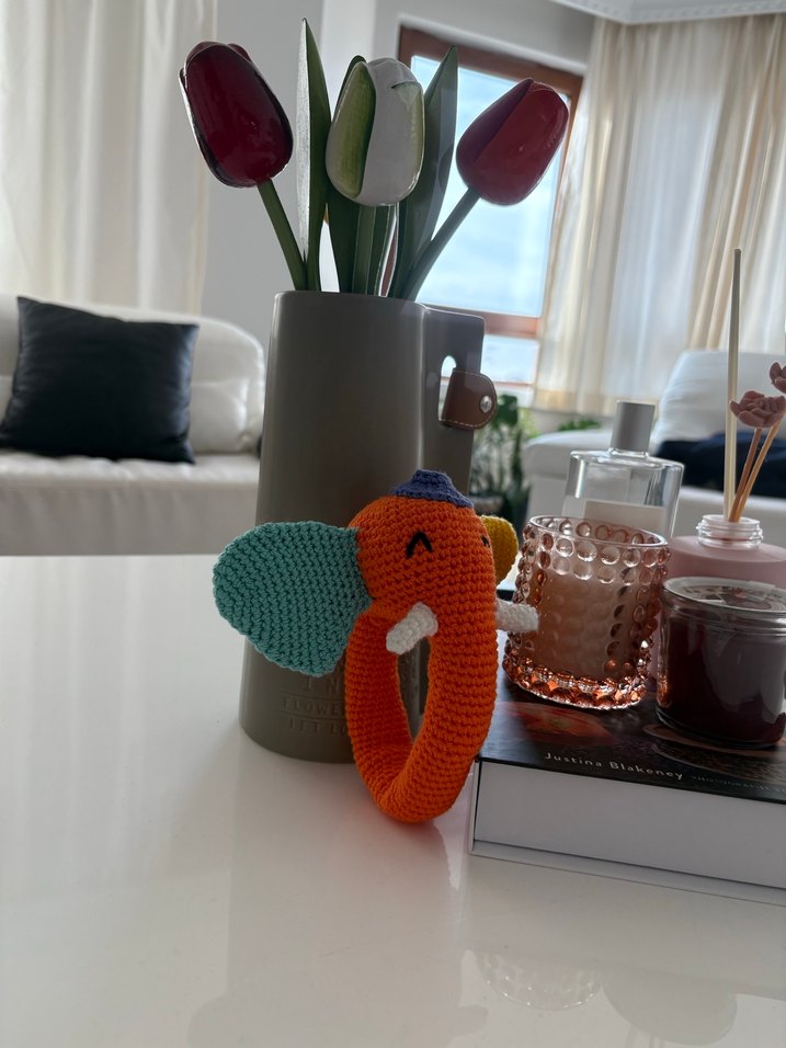 Renkli Fil Tasarımlı Diş Kaşıyıcı ve Çıngırak - Görsel 2