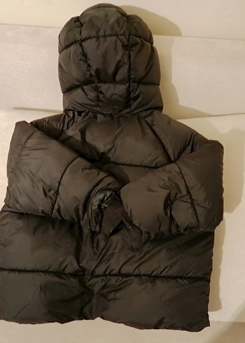 Siyah Kapüşonlu unisex Çocuk Mont - Görsel 3