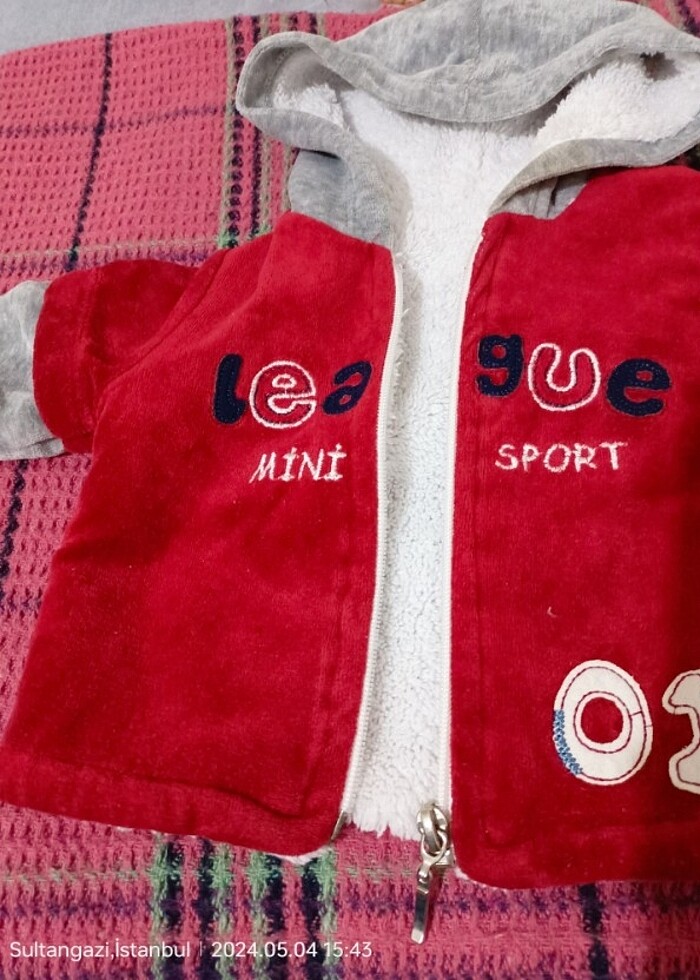 Bebek 6-9 ay polarlı  kadife takım - Görsel 2