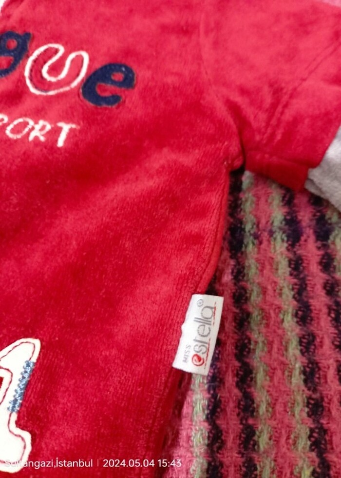 Bebek 6-9 ay polarlı  kadife takım - Görsel 4