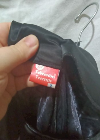 Uzun Siyah saten Kadın Elbise - Görsel 7