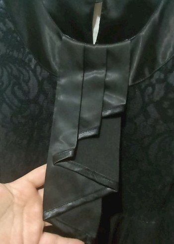 Uzun Siyah saten Kadın Elbise - Görsel 3