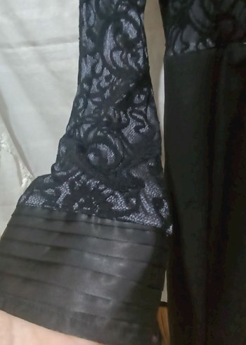 Uzun Siyah saten Kadın Elbise - Görsel 2