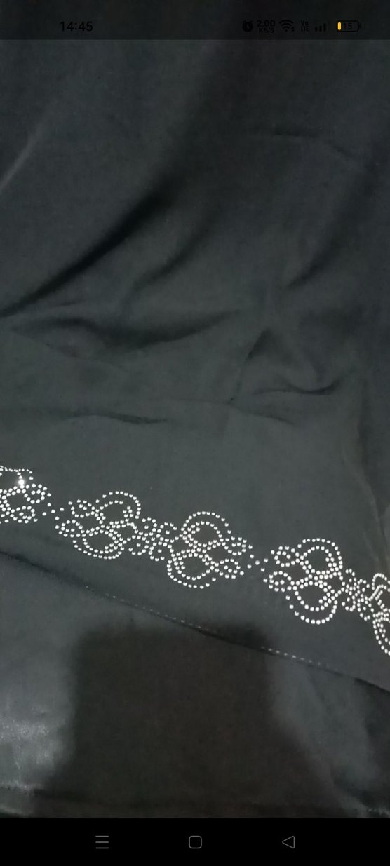 Uzun Siyah saten Kadın Elbise - Görsel 5