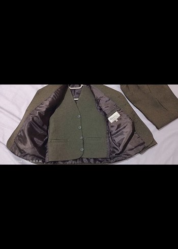 Erkek Keten Füme rengi Ceket ve Yelek Takım - Görsel 4