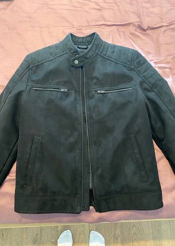 Siyah Erkek Süet Biker Ceket - Görsel 3