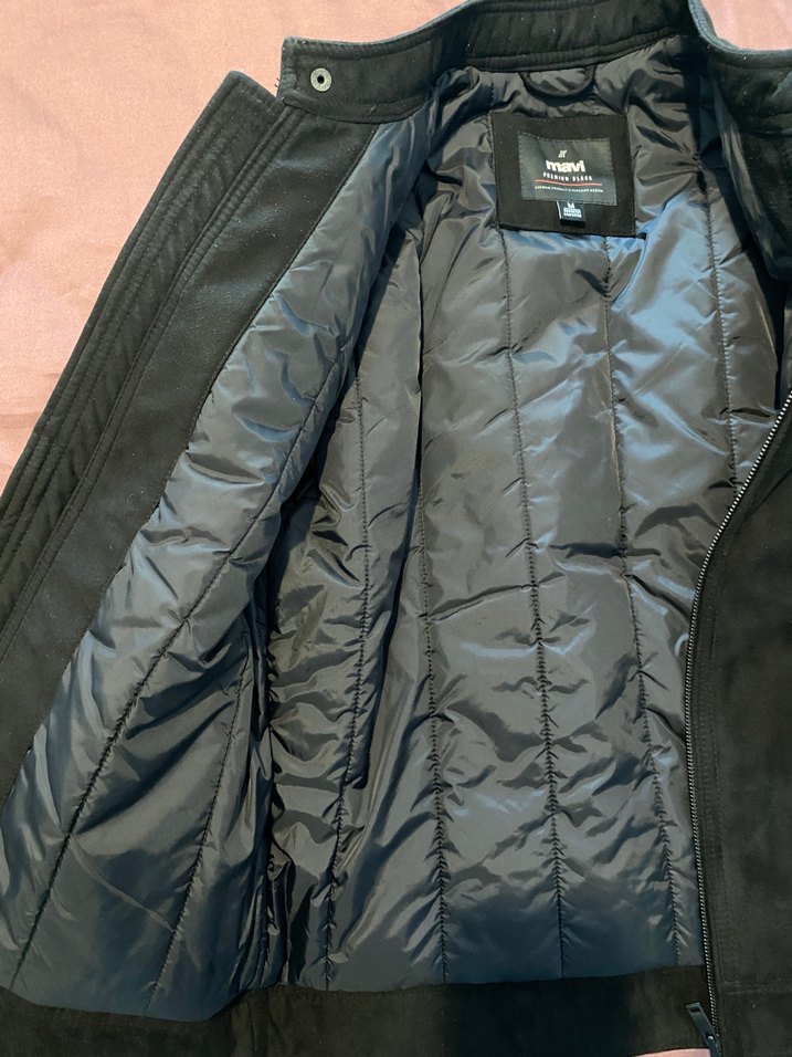 Siyah Erkek Süet Biker Ceket - Görsel 5