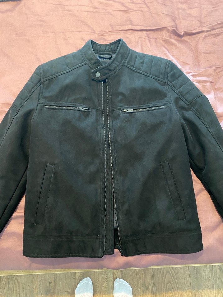 Siyah Erkek Süet Biker Ceket - Görsel 3