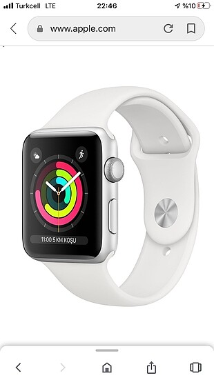 Yeni apple watch 38 mm aliminyum kasa beyaz ve gri kordon