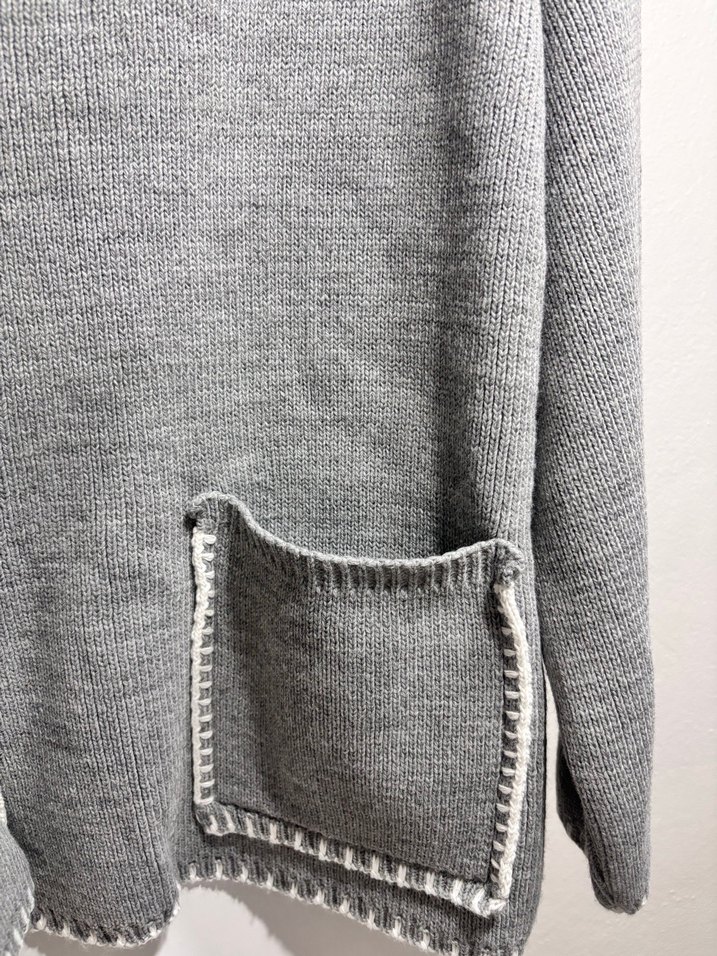 Gri Örme Kadın Triko Kazak - Görsel 3