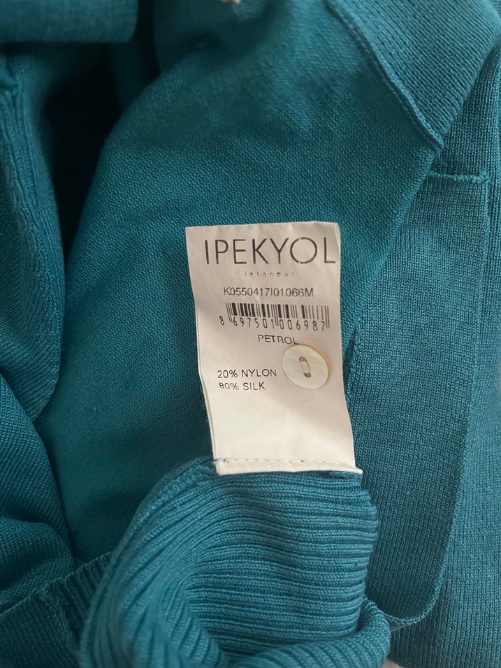 Turkuaz V Yaka Düğmeli Hırka - Görsel 3