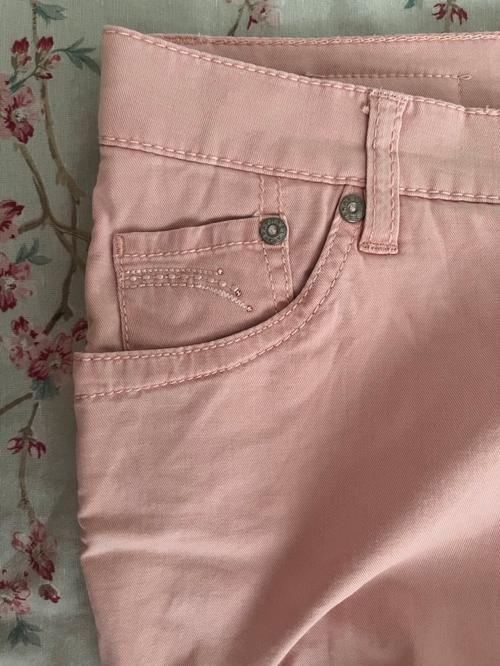 Pastel pembe düz kesim pantolon - Görsel 2