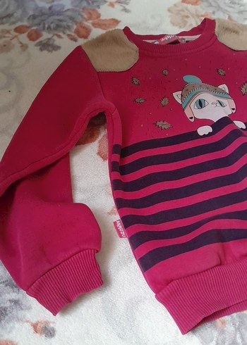 4 Yaş Beden Kız Çocuk Pembe Baskılı Sweatshirt
