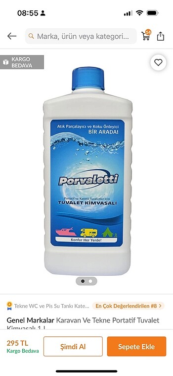 Karavan WC ve huni kamp malzemeleri