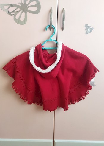 Kız Çocuk Kırmızı Nakışlı Panço - Görsel 4