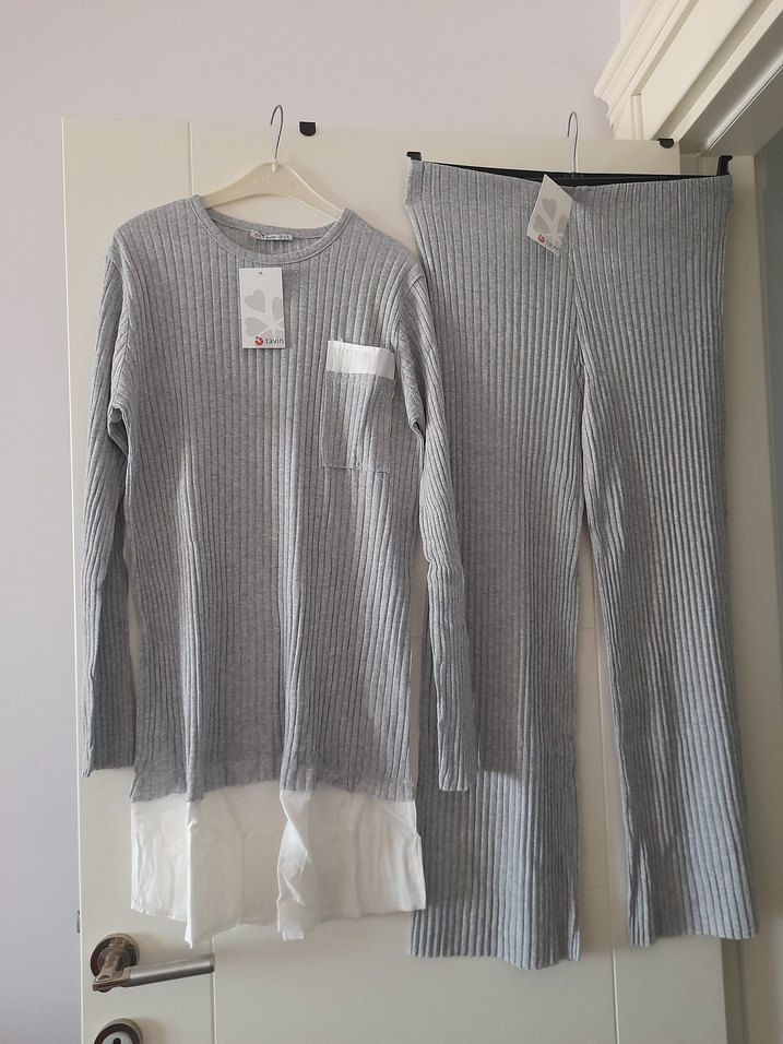 Gri Uzun Kollu Kadın Takım - Görsel 3