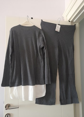 Gri Triko Kadın Tunik ve Pantolon Takımı - Görsel 6