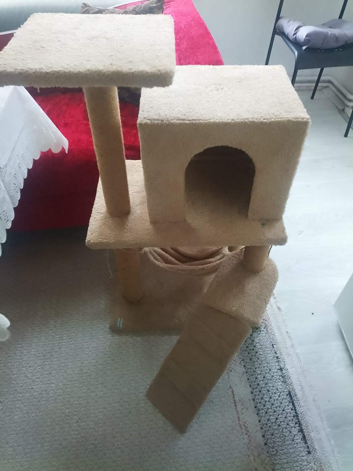 Kahverengi ve Gri Kedi Tırmalama ve Oyun Evi - Görsel 5
