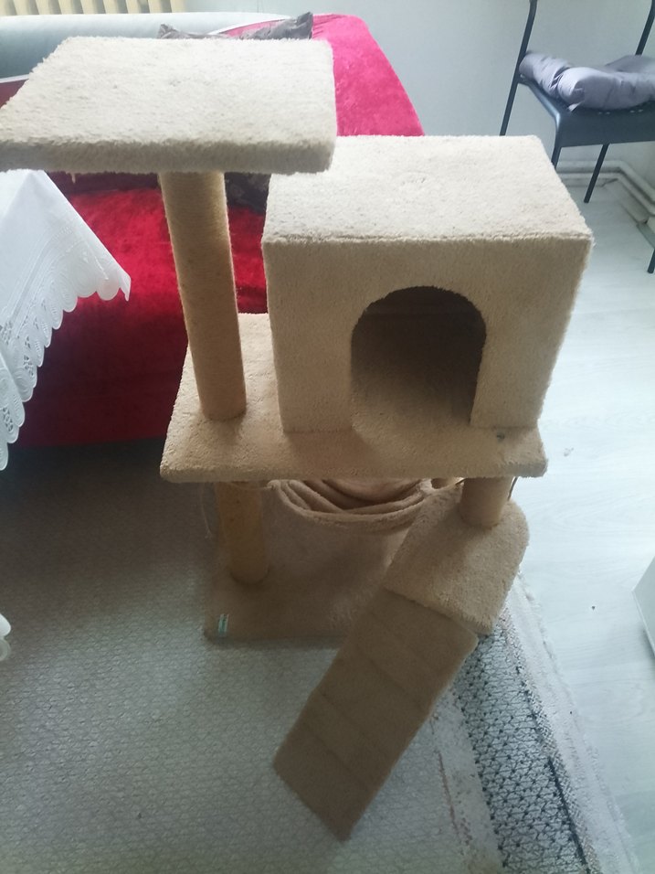 Kahverengi ve Gri Kedi Tırmalama ve Oyun Evi - Görsel 4