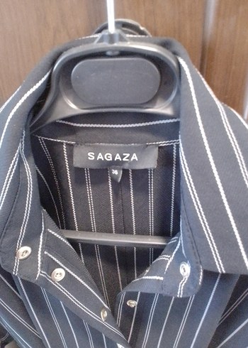 Düğmeli Çizgili Uzun Kollu Kadın Gömlek - Görsel 5