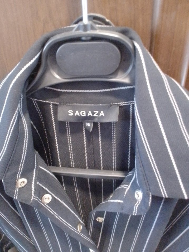 Düğmeli Çizgili Uzun Kollu Kadın Gömlek - Görsel 5