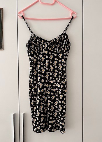 Bershka Çiçek Desenli İnce Askılı Mini Elbise - Görsel 2