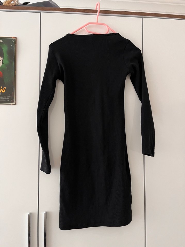 Siyah Kadın Uzun Kollu Triko Elbise - Görsel 3