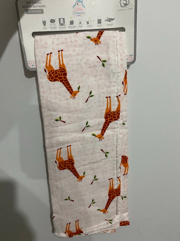 Çocuk Battaniyesi, Zürafa Desenli, Camel Renk - Görsel 2