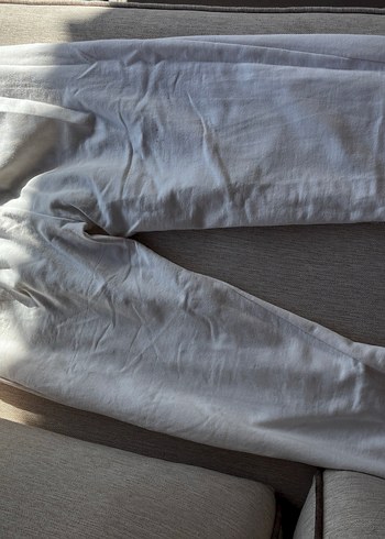 Kadın Beyaz Rahat Kesim Keten Eşofman Altı - Görsel 2