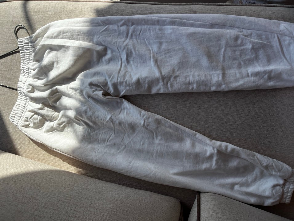 Kadın Beyaz Rahat Kesim Keten Eşofman Altı - Görsel 2