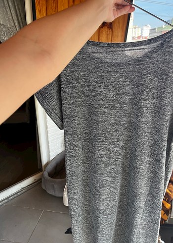 Gri Midi Rahat Keten Elbise - Görsel 2