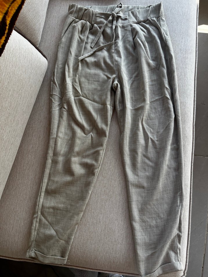 Kemerli Rahat Kadın Keten Pantolon - Görsel 2