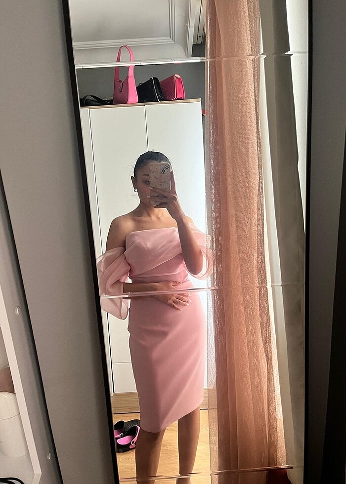 Abiye toz pembe elbise - Görsel 4
