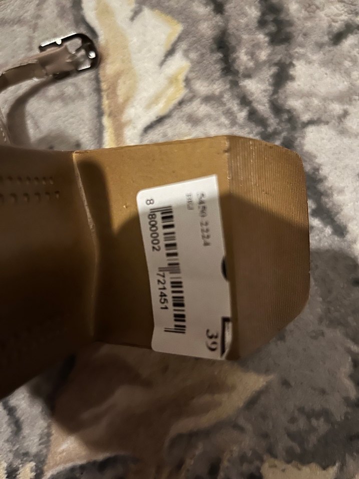 Bej Deri Kadın Dolgu Topuklu Sandalet - Görsel 5