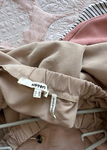 38 Beden Bej Düğmeli Midi Keten Elbise