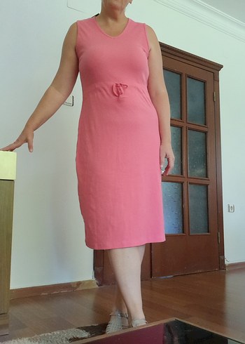 xl Beden pembe Renk Pembe Hamile Midi Elbise