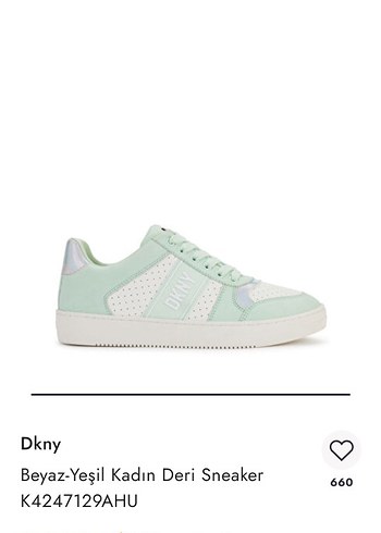 DKNY Beyaz-Yeşil Deri Kadın Sneaker