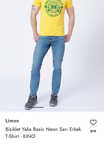 Limon Company Neon Sarı Bisiklet Yaka Erkek Tişört