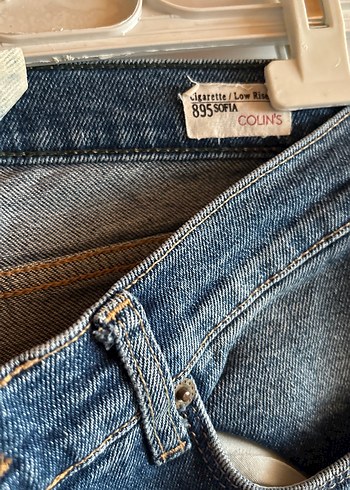 xs Beden Nakışlı Düğmeli Mavi Kadın Kot Pantolon