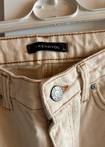 34 Beden ten rengi Renk Bej Regular Fit Midi Kadın Kot Pantolon