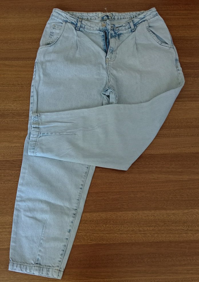 Bej Kadın Midi Denim Pantolon Rahat Kesim - Görsel 2