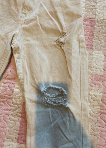 Pull and Bear Pull Bear Bej Midi Kadın Kot Pantolon Rahat Kesim